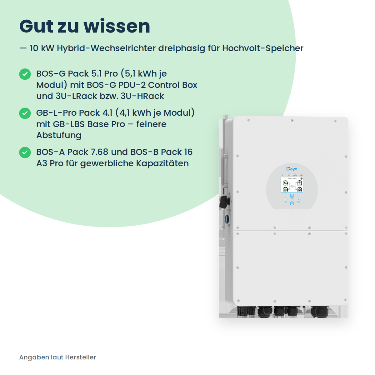 Deye SUN-10K-SG01HP3-EU-DM2 – 10 kW Hybrid-Wechselrichter dreiphasig für Hochvolt-Speicher