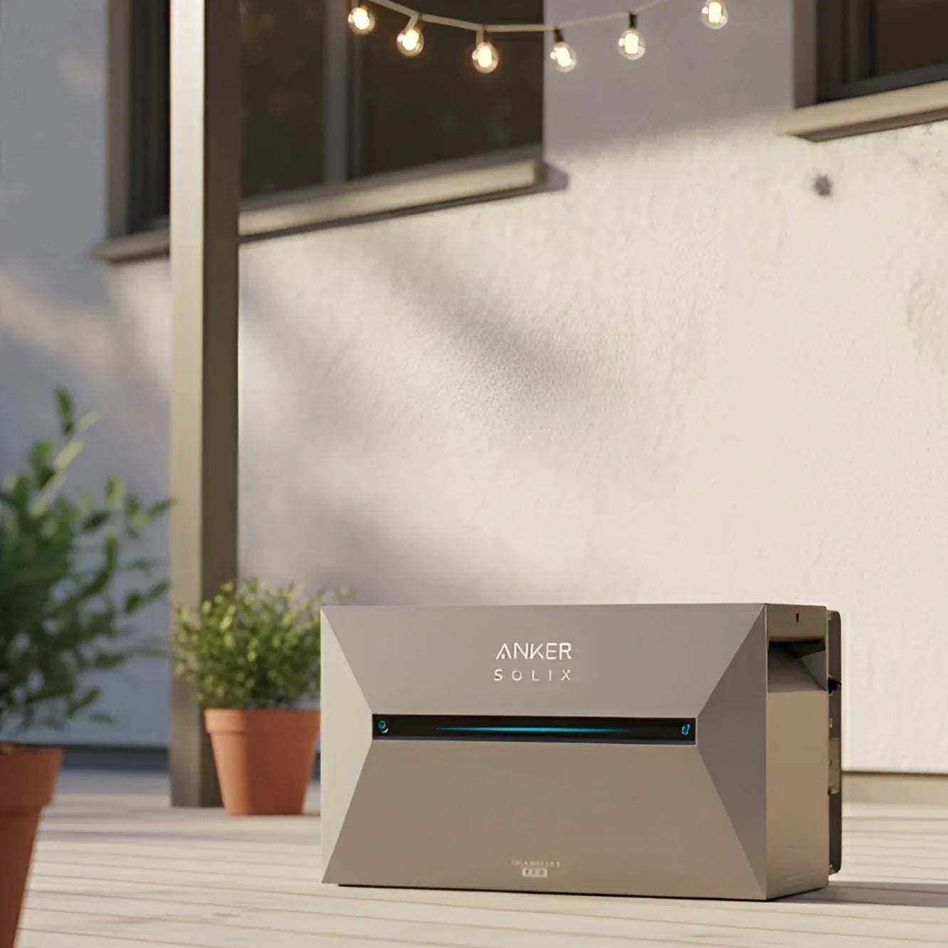 Anker SOLIX Solarbank 3 E2700 Pro – Seitenansicht mit Solaranschlüssen, IP65-Gehäuse