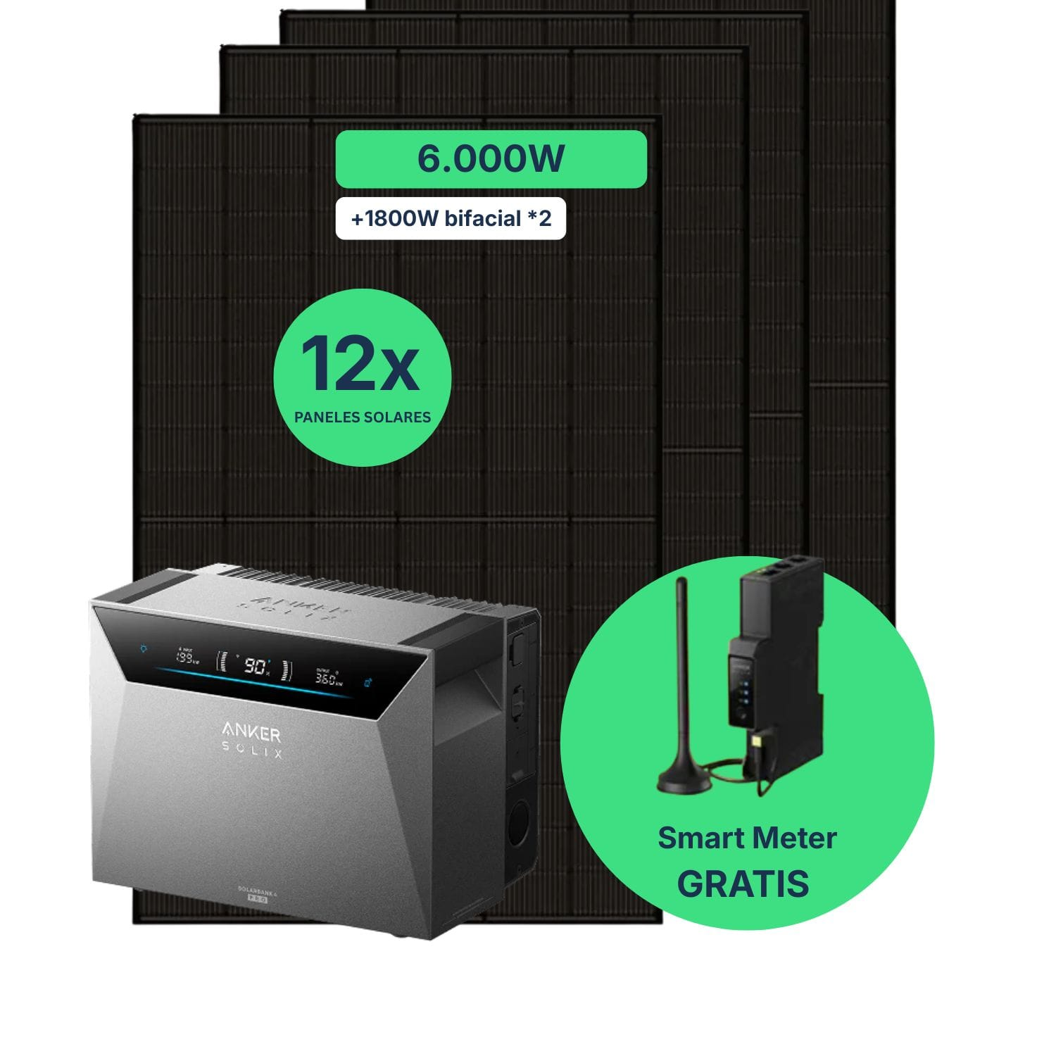 Balkonkraftwerk 6000W mit Speicher – 12× Jolywood 500W + Anker SOLIX Solarbank 4 Pro