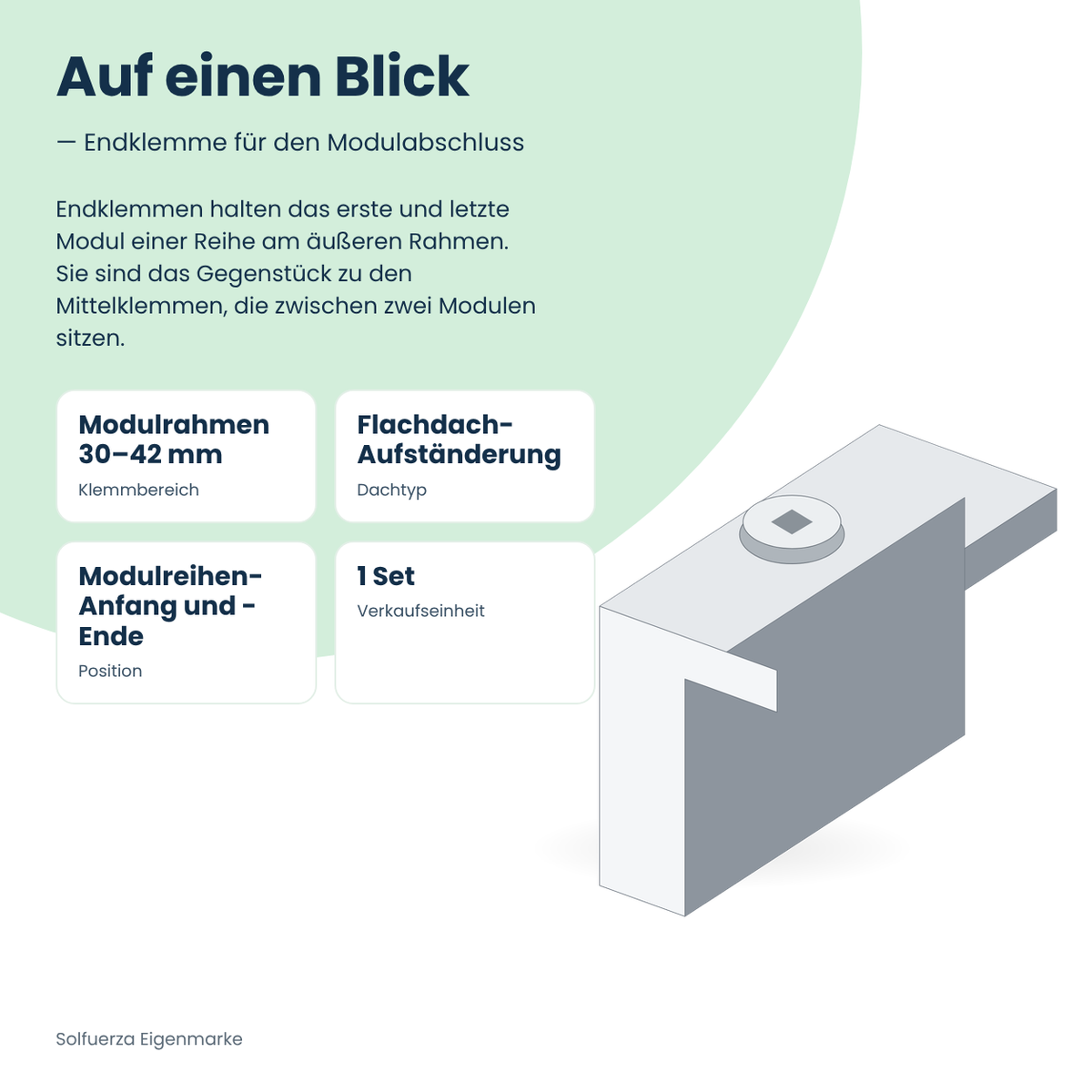 Solfuerza Flachdach Endklemmen-Set für Modulrahmen 30–42 mm