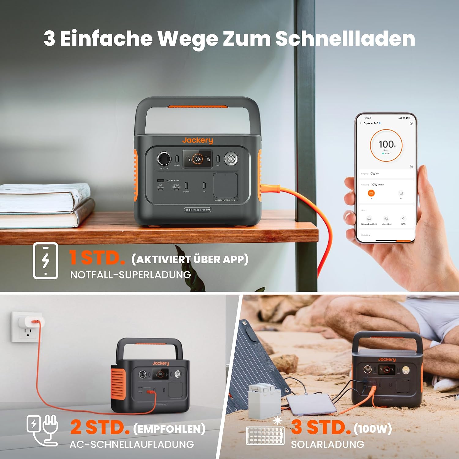 Jackery Explorer 240 v2 Tragbare Powerstation | 256 Wh LiFePO4, 300 W