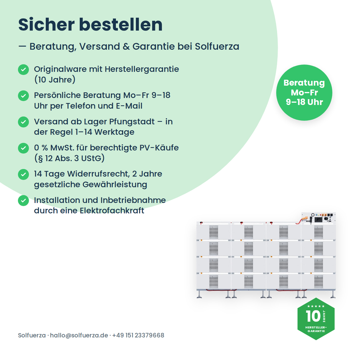 Deye BOS-B Rack & Accessories Pro – Hinweise zu Beratung, Versand und Garantie beim Kauf bei Solfuerza