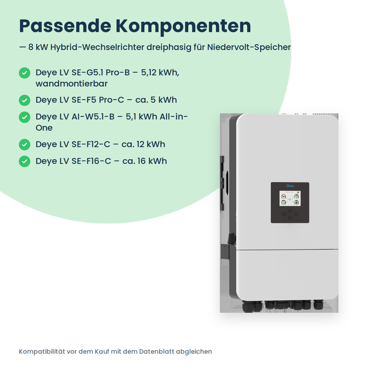 Deye SUN-8K-SG05LP3-EU – 8 kW Hybrid-Wechselrichter dreiphasig für Niedervolt-Speicher
