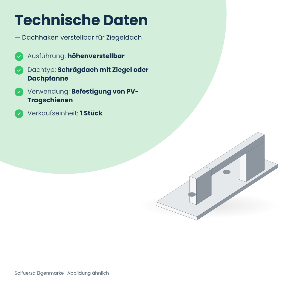 Solfuerza Dachhaken verstellbar für Ziegeldach