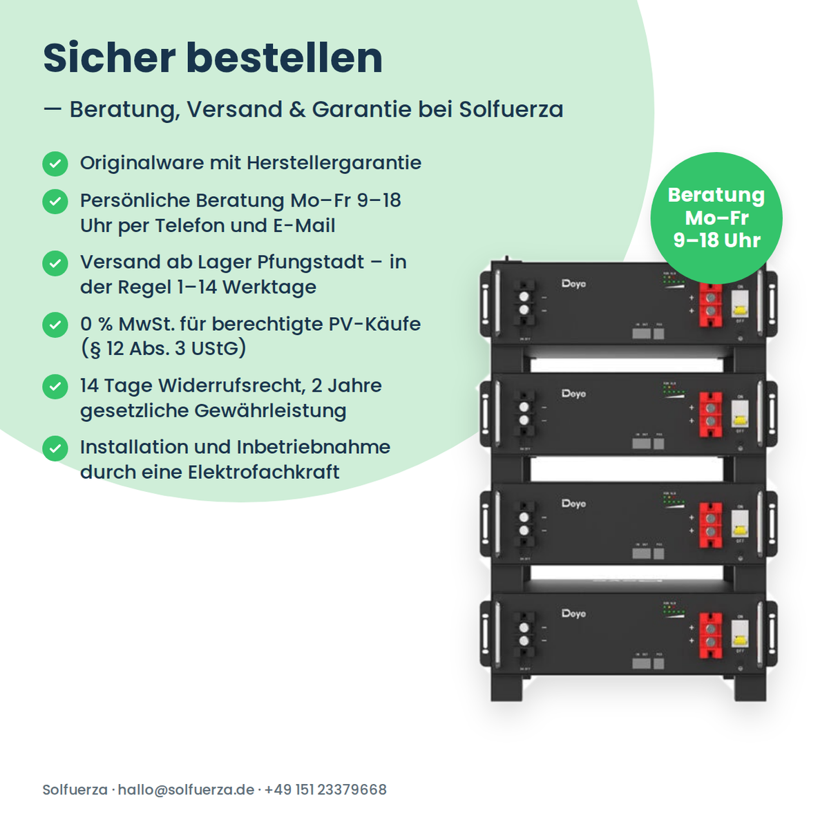 Sicher bestellen bei Solfuerza – Beratung, Versand und Garantie zum Deye LV SE-F5 Pro-C