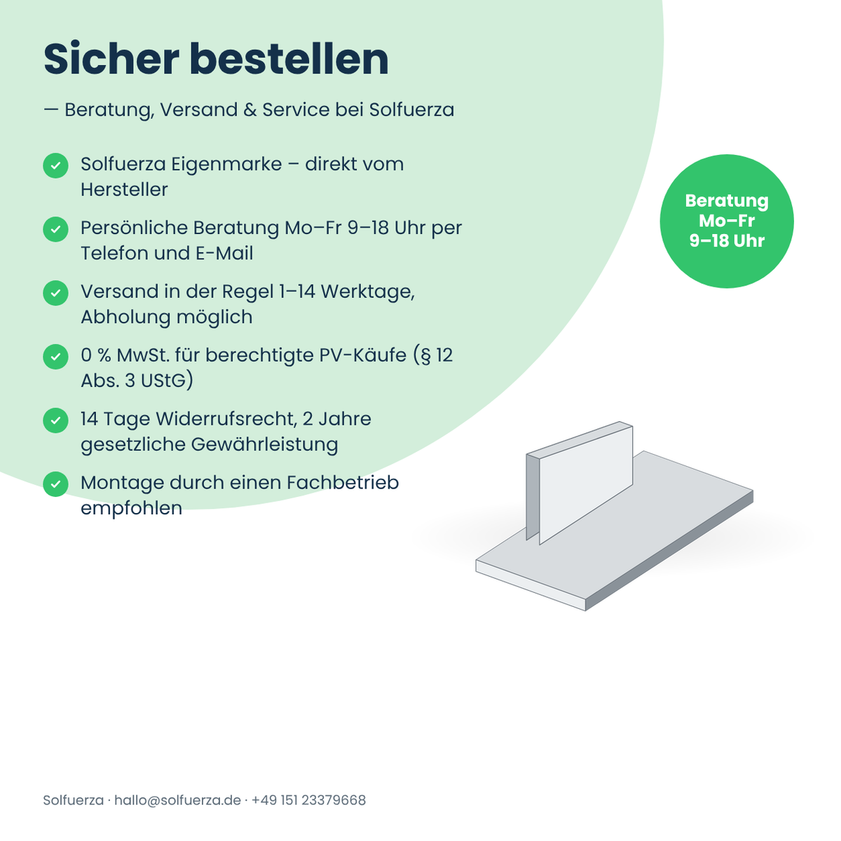 Solfuerza Flachdach Basisfuß-Set 13° für Grundschiene