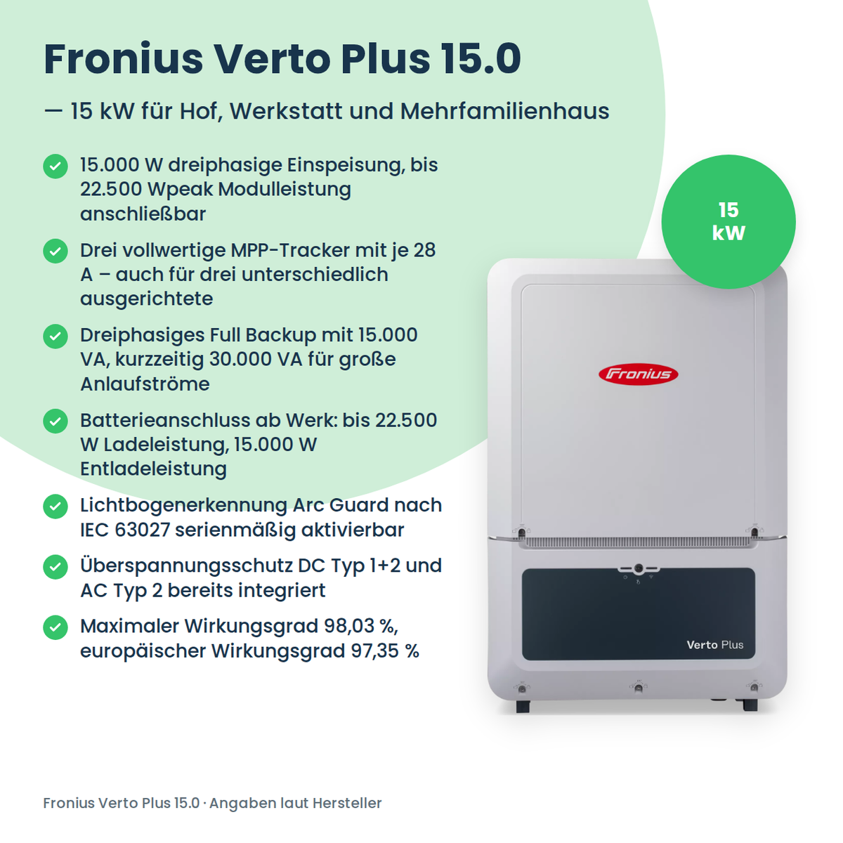 Fronius Verto Plus 15.0 Hybrid-Wechselrichter 15 kW